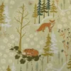 Tissu Popeline motif renards et foret Sauge - Windham Fabric