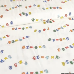 Tissu popeline motifs multiplications fond blanc - OEKO TEX