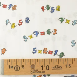 Tissu popeline motifs multiplications fond blanc - OEKO TEX