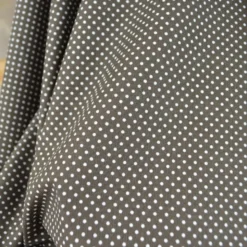 Tissu popeline petits pois blancs fond Marron - OEKO TEX