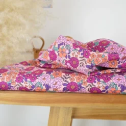 Tissu popeline Poppy motifs Fleurs Fuchsia - OEKO TEX