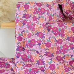 Tissu popeline Poppy motifs Fleurs Fuchsia - OEKO TEX