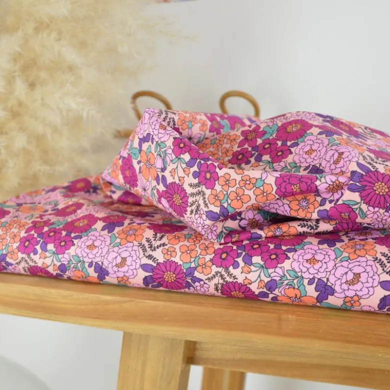 Tissu popeline Poppy motifs Fleurs Fuchsia - OEKO TEX