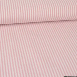 Tissu popeline à rayures Vieux roses et blanches tissé teint - OEKO TEX