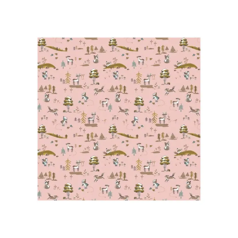 Tissu Poppy popeline Forest Living fond Rose - OEKO TEX