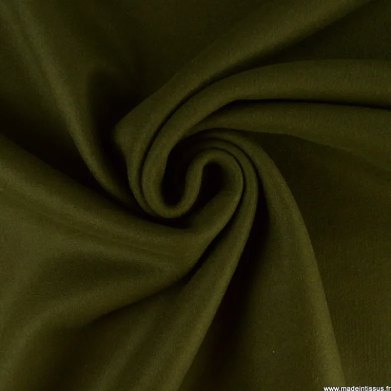 Tissu pour manteau Roberto en lainage mélangé - coloris Vert Kaki