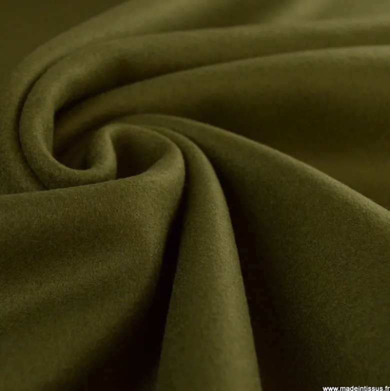 Tissu pour manteau Roberto en lainage mélangé - coloris Vert Kaki