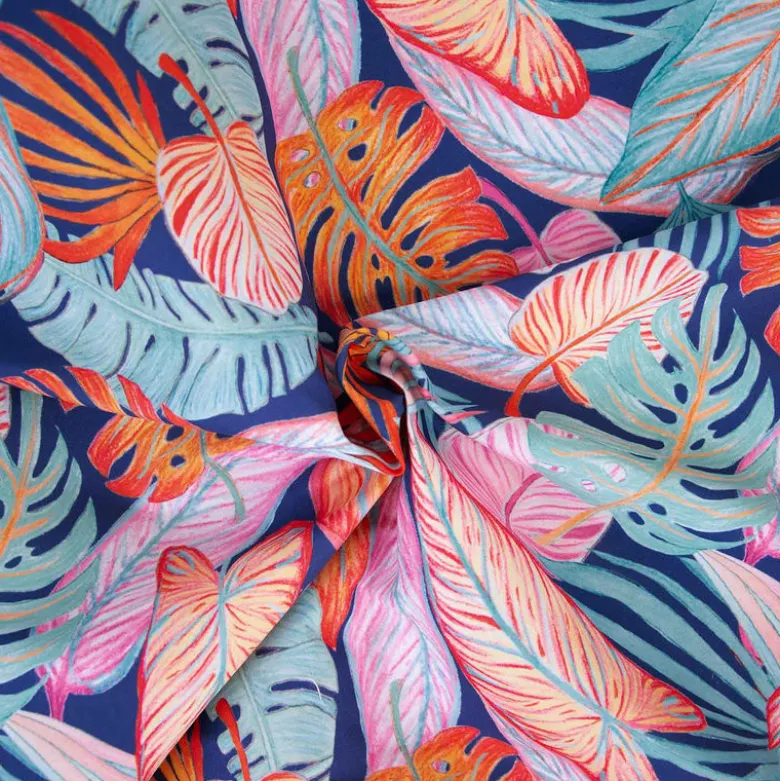 Tissu pour short de bain déperlant motif Tropical