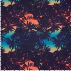 Tissu pour short de bain déperlant motif palmiers