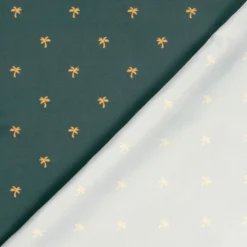 Tissu pour short de bain déperlant motif palmiers fond pétrole