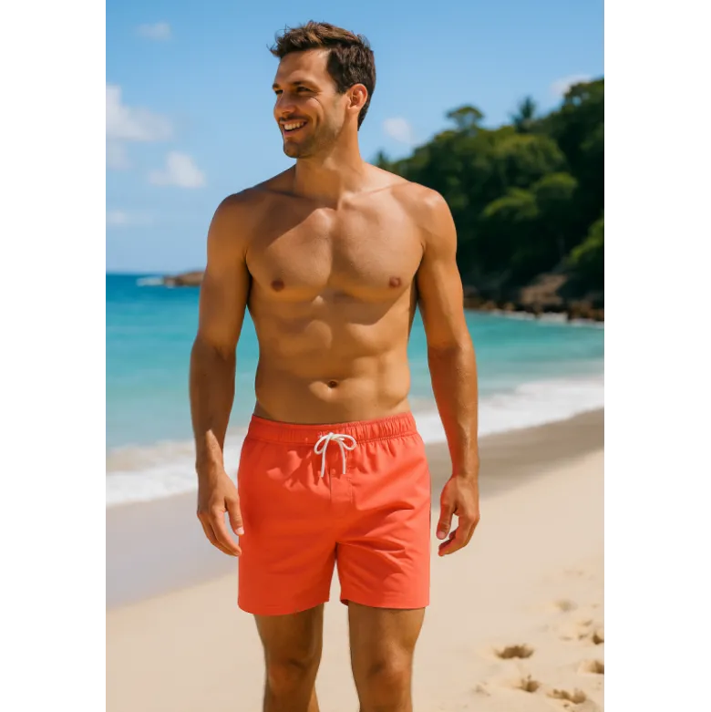 Tissu pour short de bain déperlant - Corail