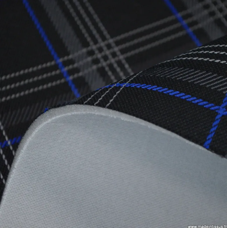 Tissu pour siège auto carreaux écossais bleu et noir