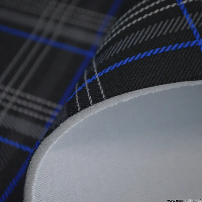 Tissu pour siège auto carreaux écossais bleu et noir