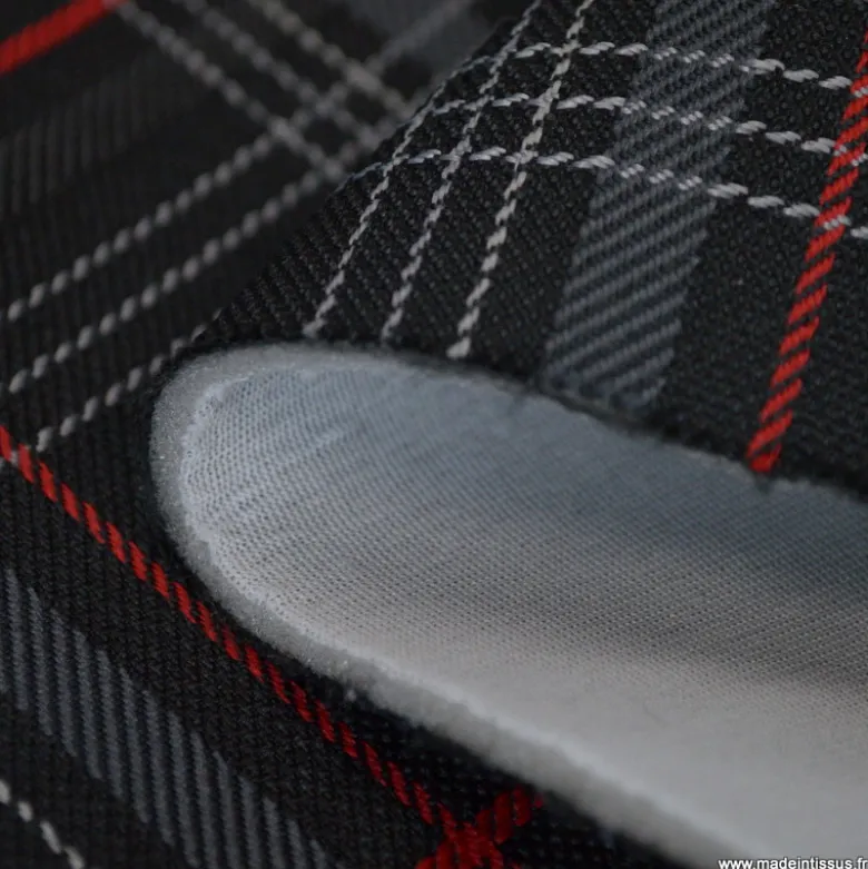 Tissu pour siège auto carreaux écossais rouge et noir