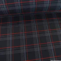 Tissu pour siège auto carreaux écossais rouge et noir