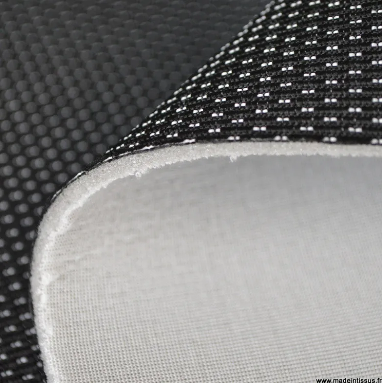 Tissu pour siège auto piqué blanc fond noir