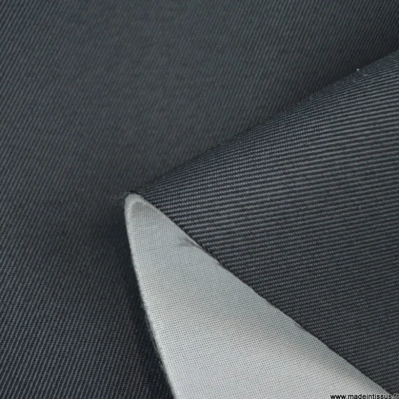 Tissu pour siège auto sergé noir et gris.