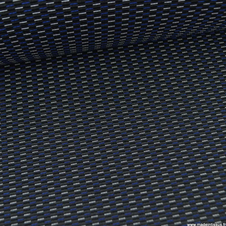 Tissu pour siège auto traits bleu et blanc