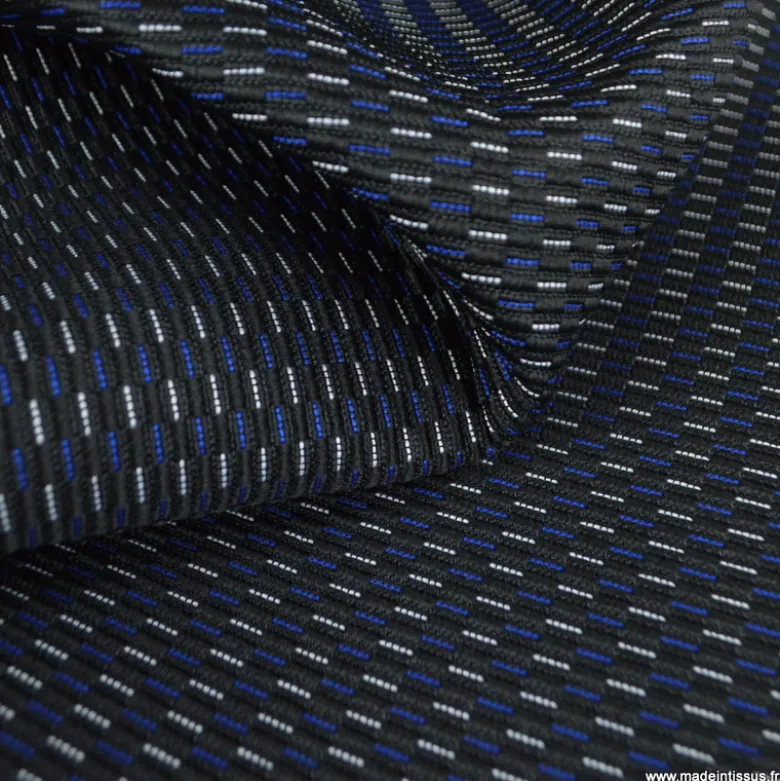 Tissu pour siège auto traits bleu et blanc