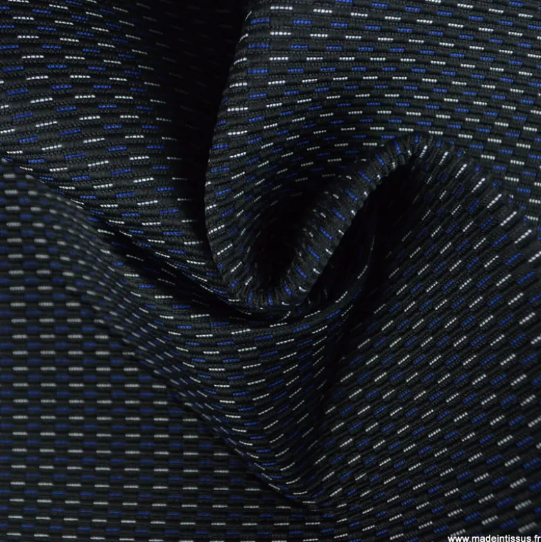 Tissu pour siège auto traits bleu et blanc