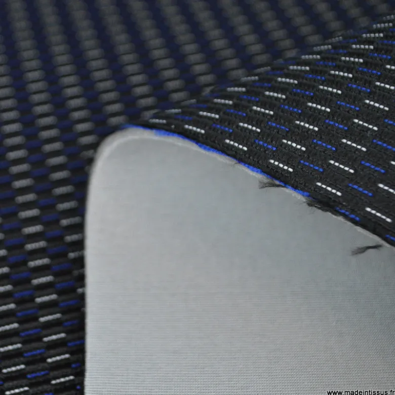 Tissu pour siège auto traits bleu et blanc
