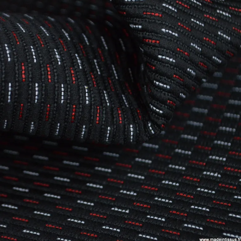 Tissu pour siège auto traits rouge et blanc