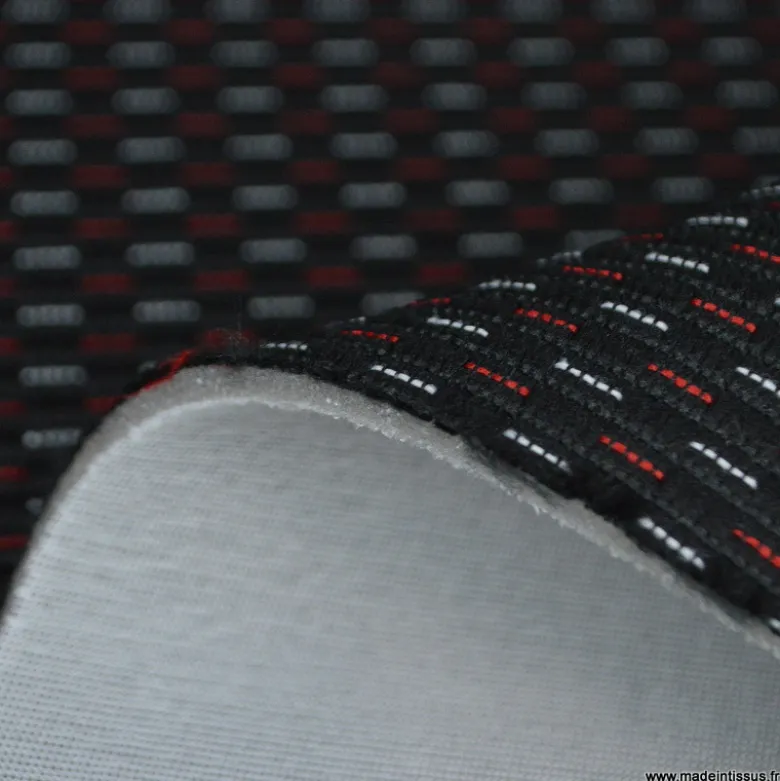 Tissu pour siège auto traits rouge et blanc
