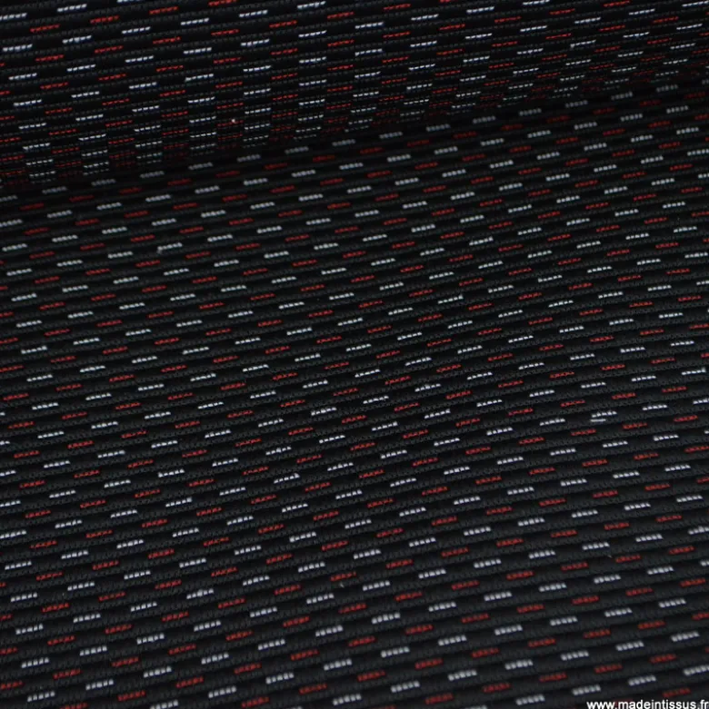Tissu pour siège auto traits rouge et blanc