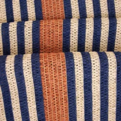 Tissu raphia naturel - Rayures marine