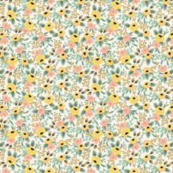 Tissu Rifle Paper en coton imprimé fleurs Blush Creme - collection Primavera
