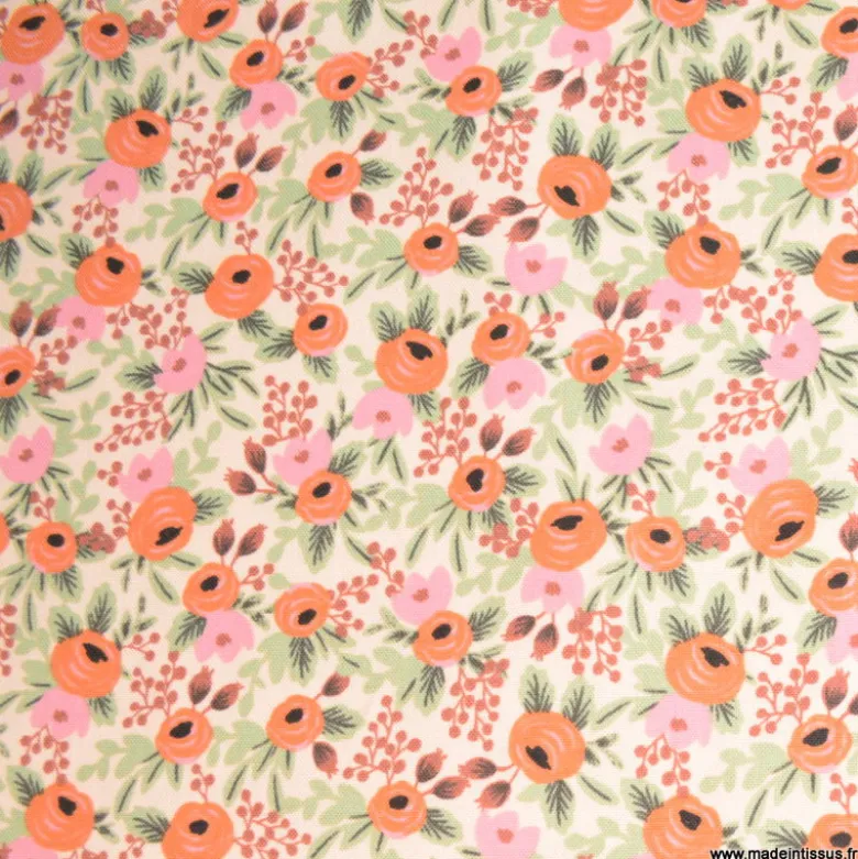 Tissu Rifle Paper en coton imprimé fleurs Blush Rosa - collection Primavera