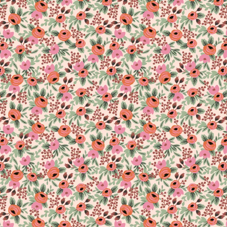 Tissu Rifle Paper en coton imprimé fleurs Blush Rosa - collection Primavera