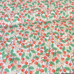 Tissu Rifle Paper motif fleurs de cerisiers et cerises fond écru - Collection Garden Party