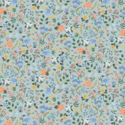Tissu Rifle Paper motif fleurs fond céladon - collection Curio