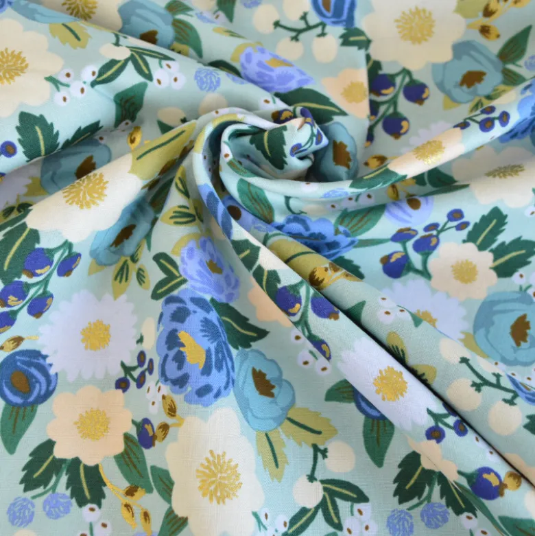 Tissu Rifle Paper motif fleurs - Vintage Garden metallic