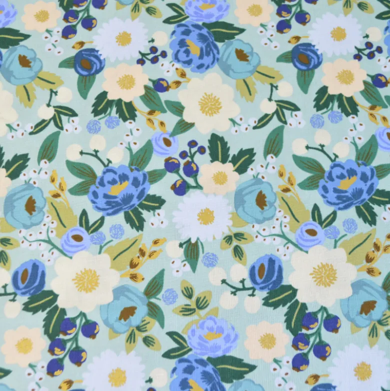 Tissu Rifle Paper motif fleurs - Vintage Garden metallic