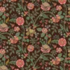 Tissu Rifle Paper motif fleurs indiennes fond cacao - Collection Gracie