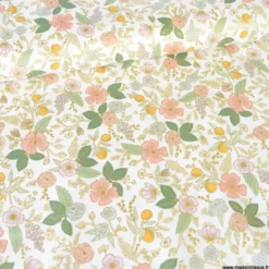 Tissu Rifle Paper Orchard motif petites fleurs métallisées fond écru - Collection Garden Party