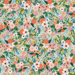 Tissu Rifle Paper Orchard motif petites fleurs fond menthe - Collection Garden Party
