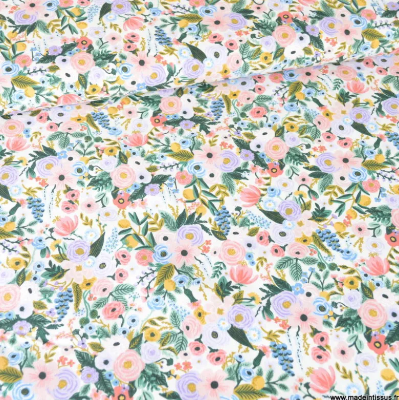 Tissu Rifle Paper Orchard motif fleurs fond Ecru - Collection Garden Party