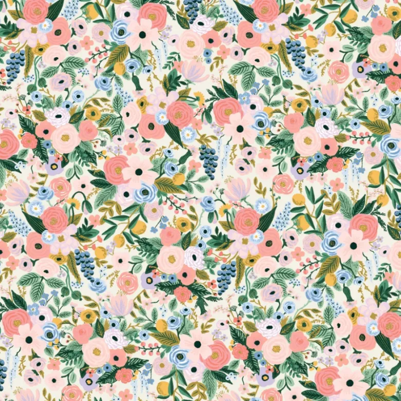 Tissu Rifle Paper Orchard motif fleurs fond Ecru - Collection Garden Party
