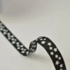Tissu Ruban gros grain Noir étoiles blanches, 10 mm