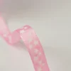 Tissu Ruban gros grain Rose étoiles blanches, 10 mm