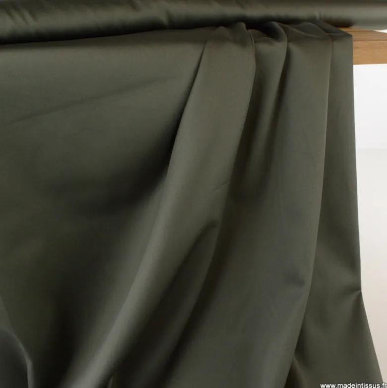 Tissu Satin de coton - kaki foncé