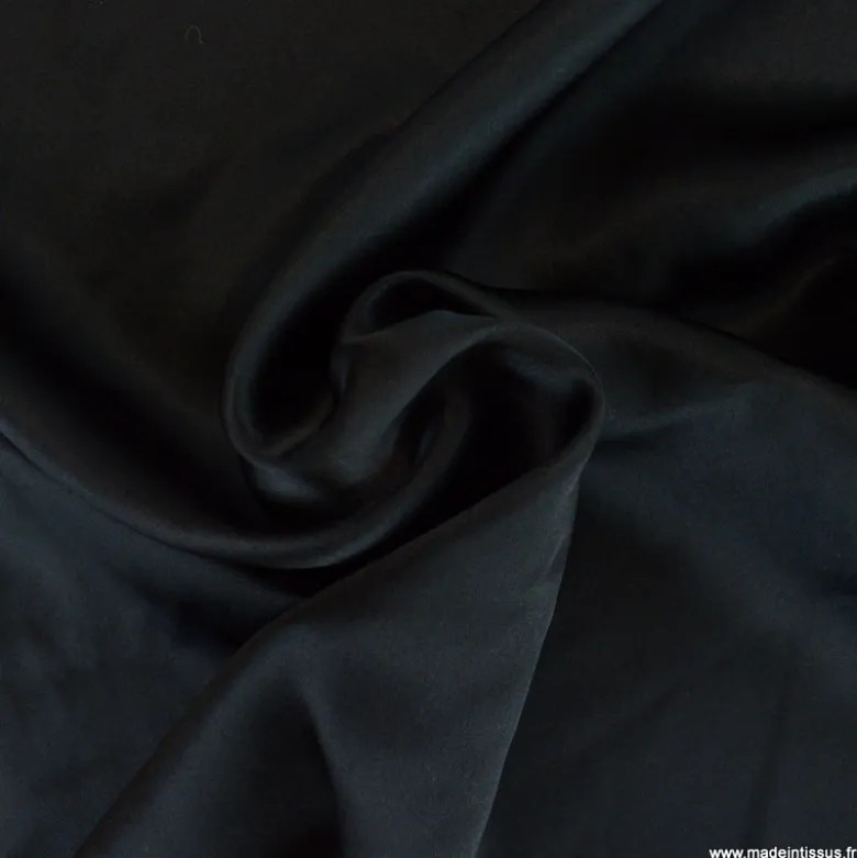 Tissu Satin de Soie - Noir