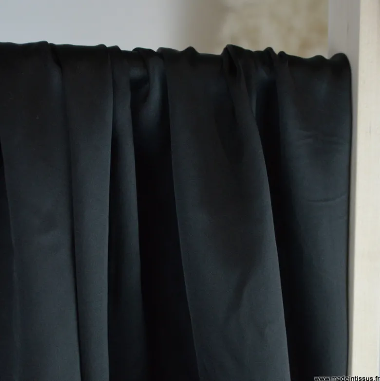 Tissu Satin de Soie - Noir