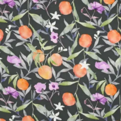Tissu Satin de Viscose Fruits & Fleurs – Vert foncé