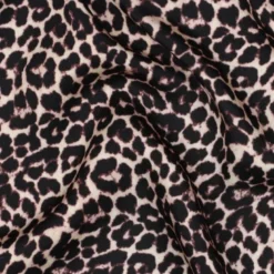 Tissu Satin de Viscose Léopard - Noir et beige