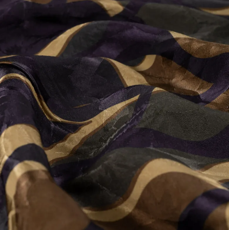 Tissu satin de viscose motif abstrait – Chocolat
