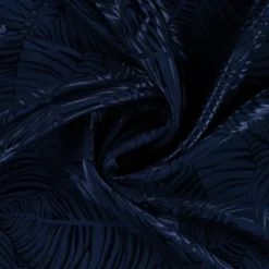 Tissu satin de viscose motif exotique fond bleu marine